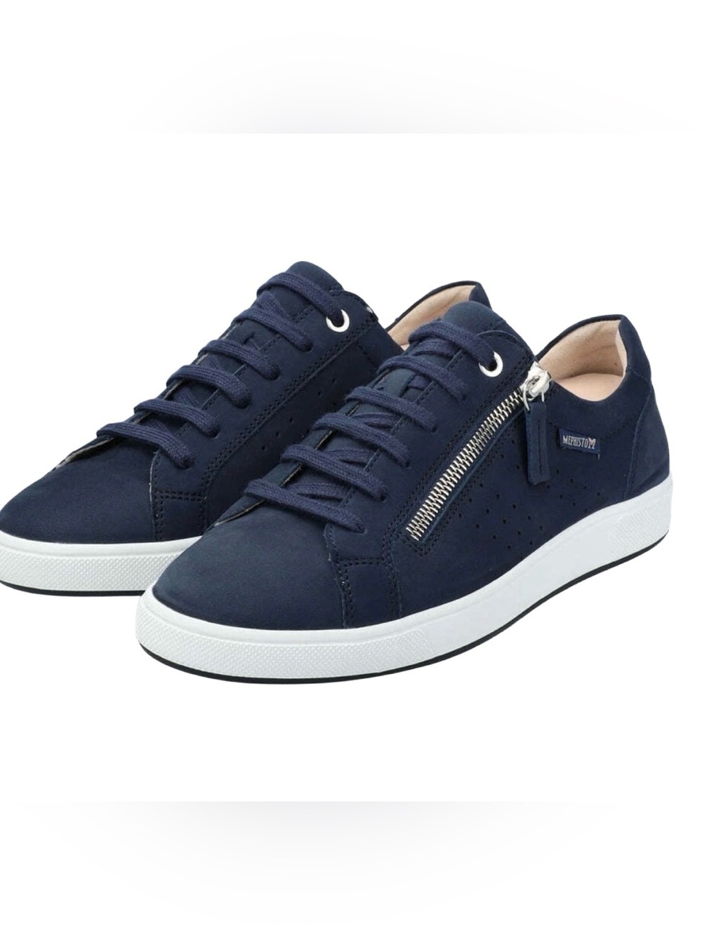 Mephisto Women's Nikita 1 Jeans Blue Suede Side-Zip & Lace-Up Sneakers Sz 7 NEW